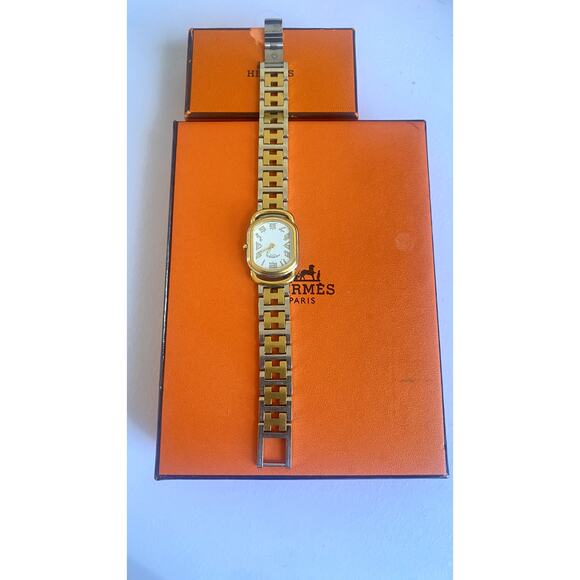 Hermès Two-Tone Stainless Steel & Gold Watch - Picture 15 of 15